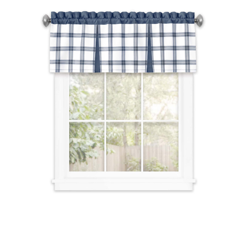 Tate Blue and White Plaid Polyester Rod Pocket Valance