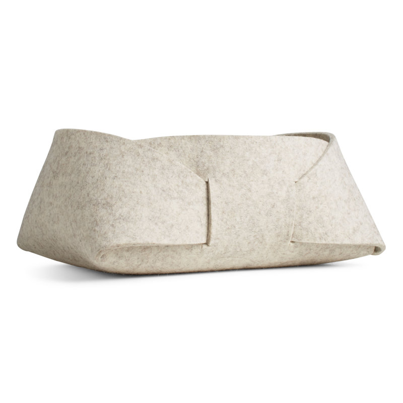 Blu Dot Double Tuck Fabric Decorative Basket, Heathered Off-White, 6" H x 13" W x 10" D