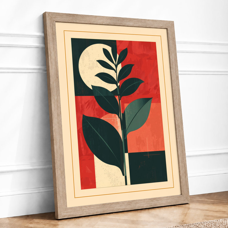 Midnight Plant Art Deco - Framed Print, Oak, A4 - 29.7 x 21.0 cm