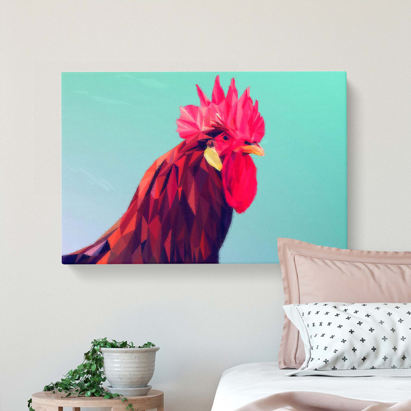 Geometric Rooster in Abstract - Wrapped Canvas, 40cm H x 60cm W x 3cm D