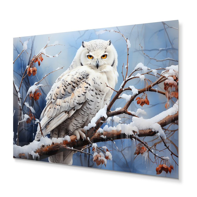 Harfang des neiges hiver II - impression sans cadre sur métal, H 16 po x l 32 po x P 1 po