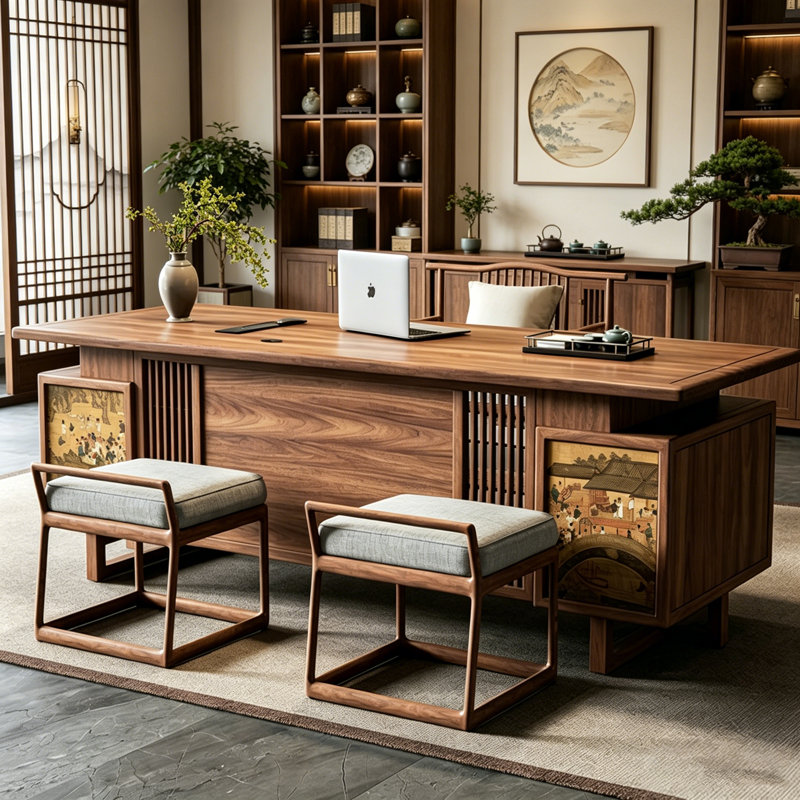 Bureau double 94,49 po, H 29,53 po x l 94,49 po x P 31,50 po