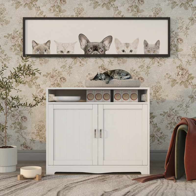Litière pour chat avec fiche cachée, Blanc