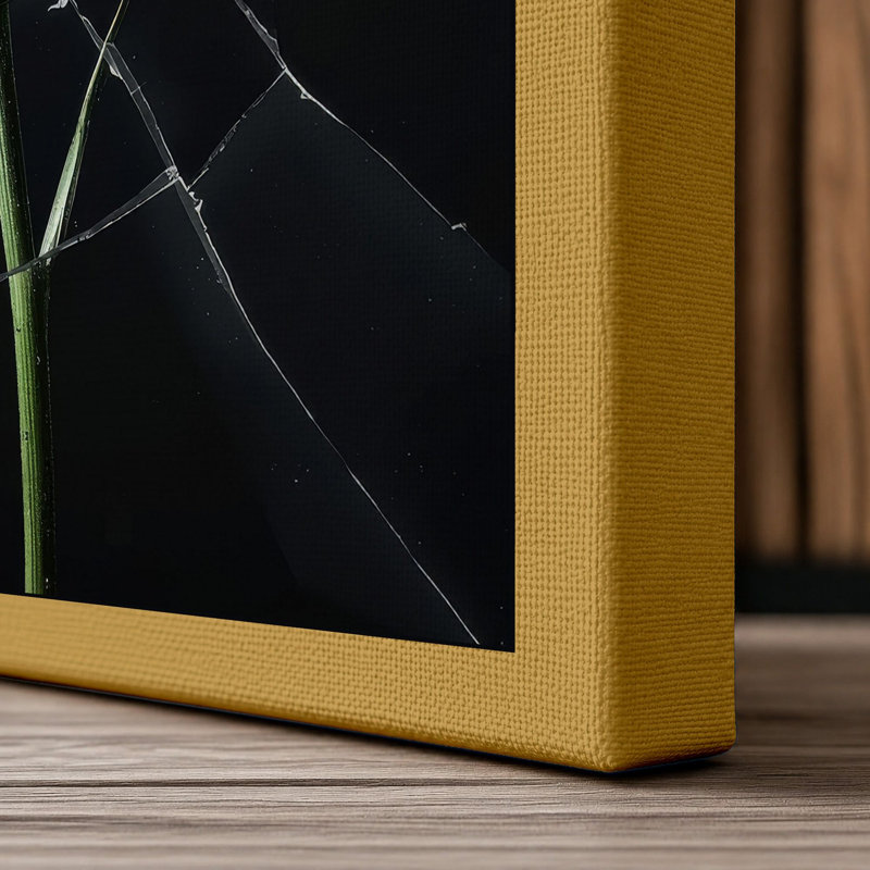 Carnation in Spider Web Botanical - Wrapped Canvas, 24x16 - 61.0 x 40.6 cm, Ochre Border