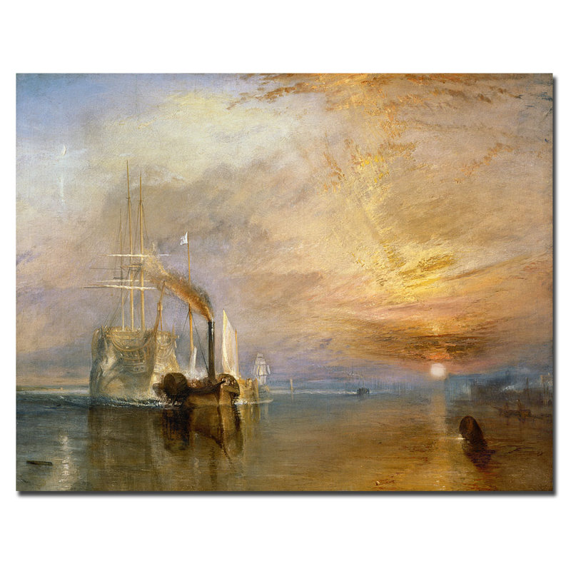« the combat temeraire, 1839 » par joseph turner, reproduction d’art sur toile tendue, H 35 po x l 47 po