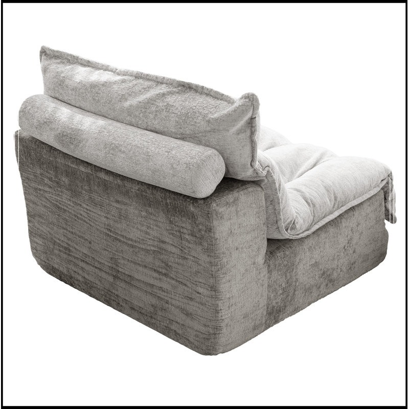 Fauteuil Virnelli rembourré avec coussin moelleux, Gris