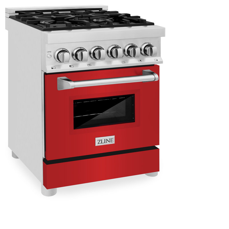 ZLINE 24" Legacy Dual Fuel Range w/ 4 Burner, Red Matte