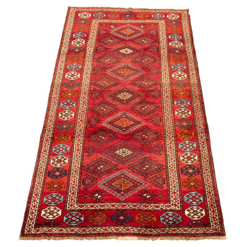 Tapis zone en laine 10 pi 1 po x 9 pi 10 po "one-of-kind" noué la 1980 anatolian red Rayo