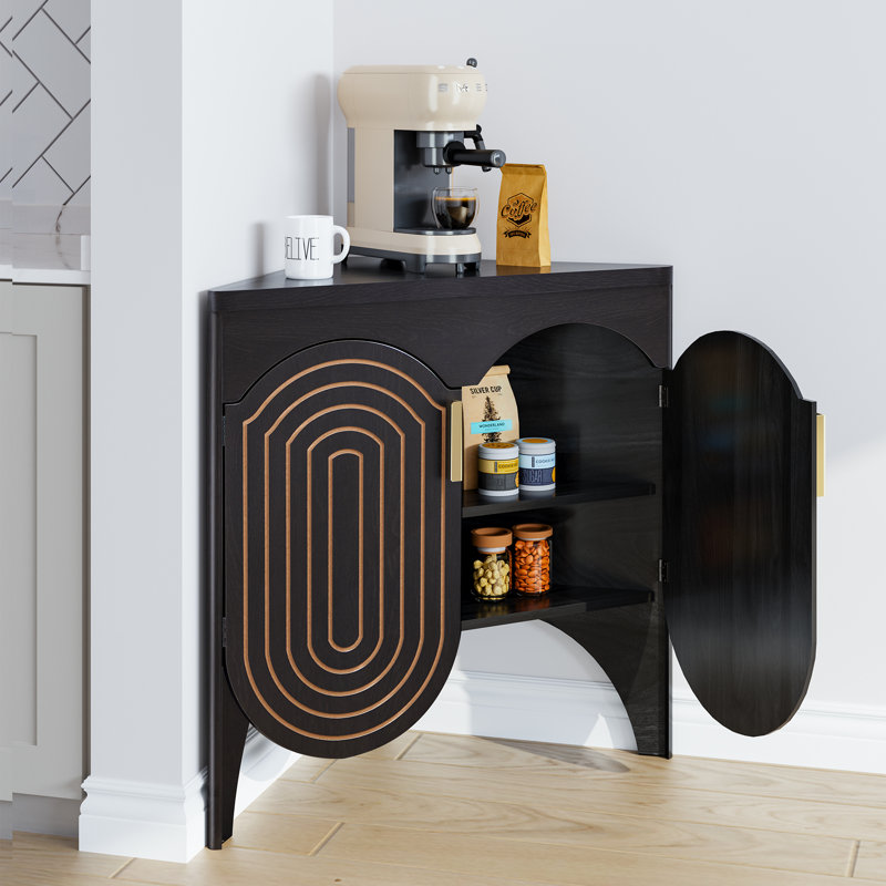 Buffet décoratif de coin 30,7 po Lenord, Noir, noir, noir, noir