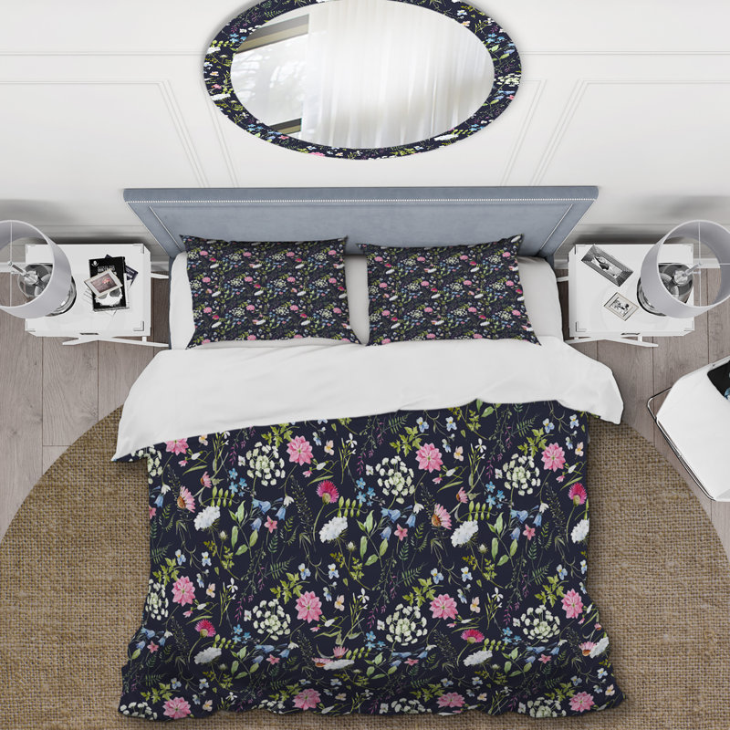 Ensemble de housse de couette en microfibre noir / vert / rose 3 pièces