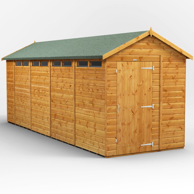 Powersheds 18 x 6ft Timber Tongue & Groove Security Apex Garden Shed