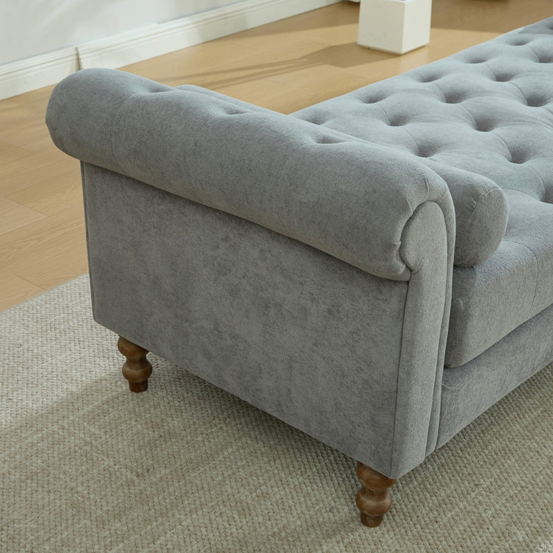 Banc de lit moderne rembourré de 87,01 pouces de large avec accoudoirs, Grey, Grey