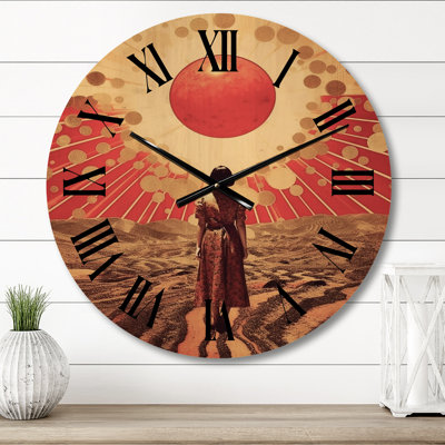 Japanese Full Moon Geisha I - Asian Woman Oversized Wood Wall Clock