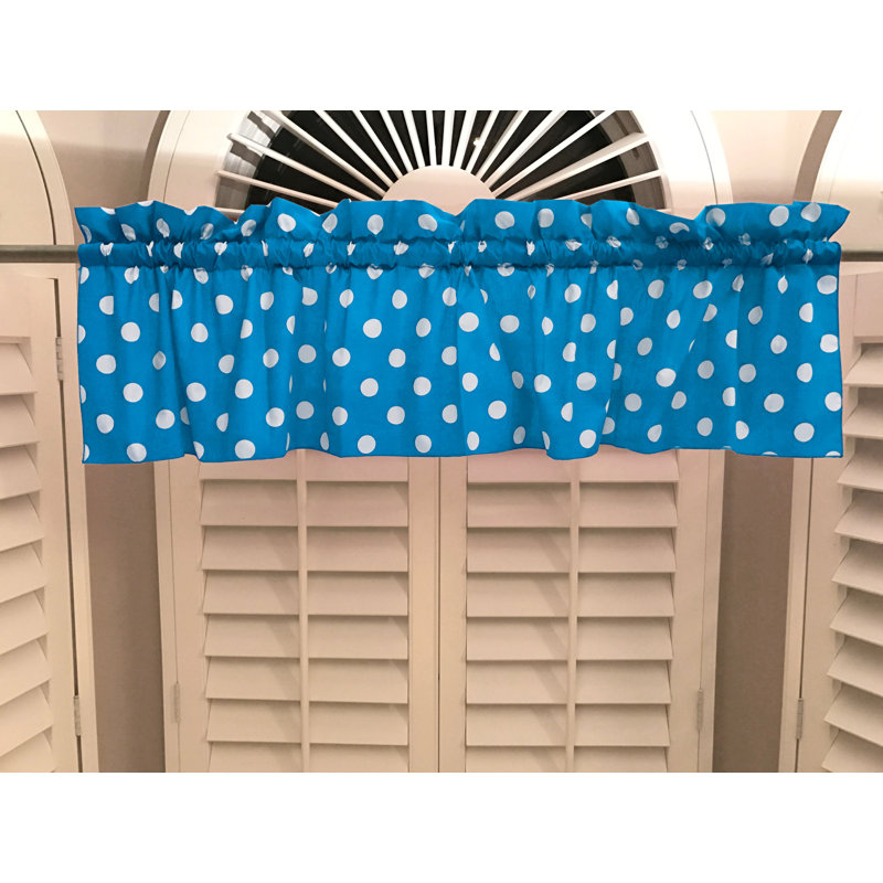 Cantonnière sur mesure en mélange de coton à pois 58 po Chrisman, L 58 po x L 32 po, Turquoise / blanc