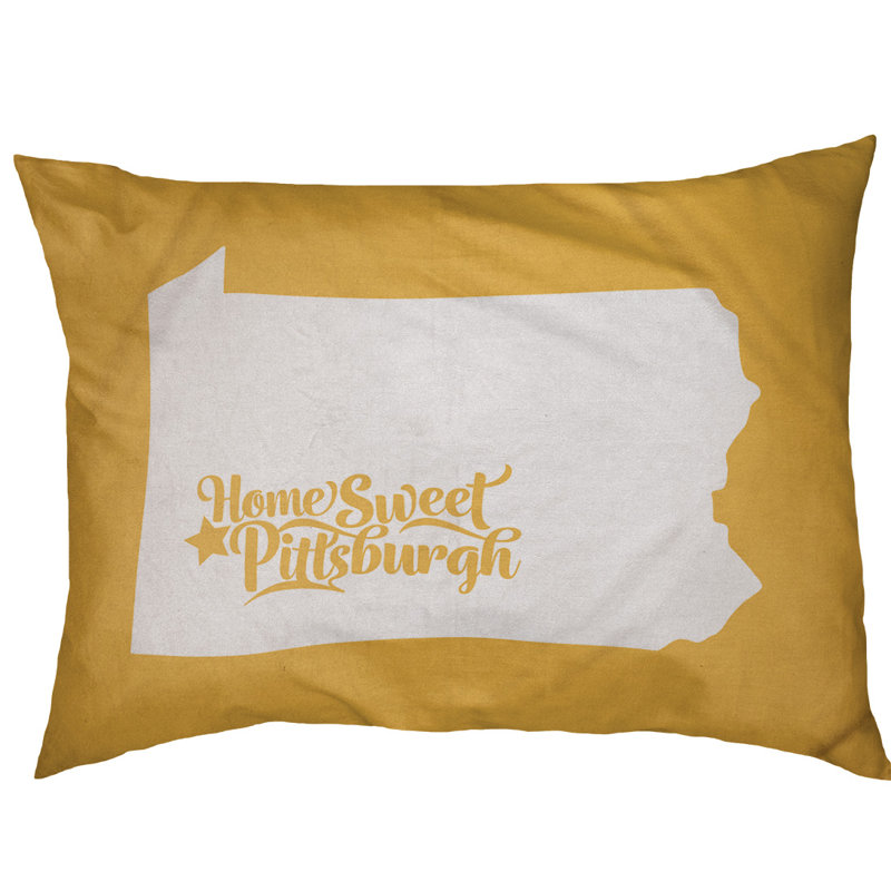 Coussin d’intérieur pour chien pittsburgh pennsylvanie, Petit (l 28 po x P 18 po x H 6 po), Jaune / Blanc