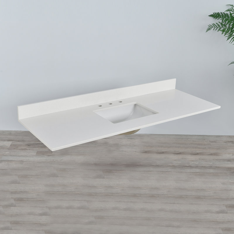Plan de toilette simple en quartz de 60 pouces avec lavabo (base non incluse)