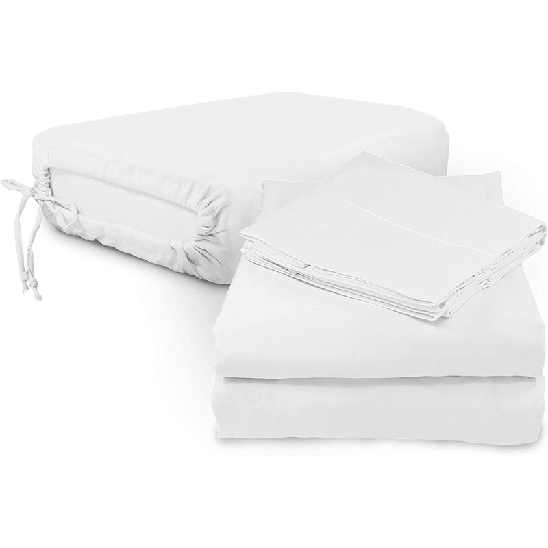 Ensemble de couvre-lit 3 pièces Sheets 300, Couvre-lit très grand californien + 4 pièces sup, Blanc