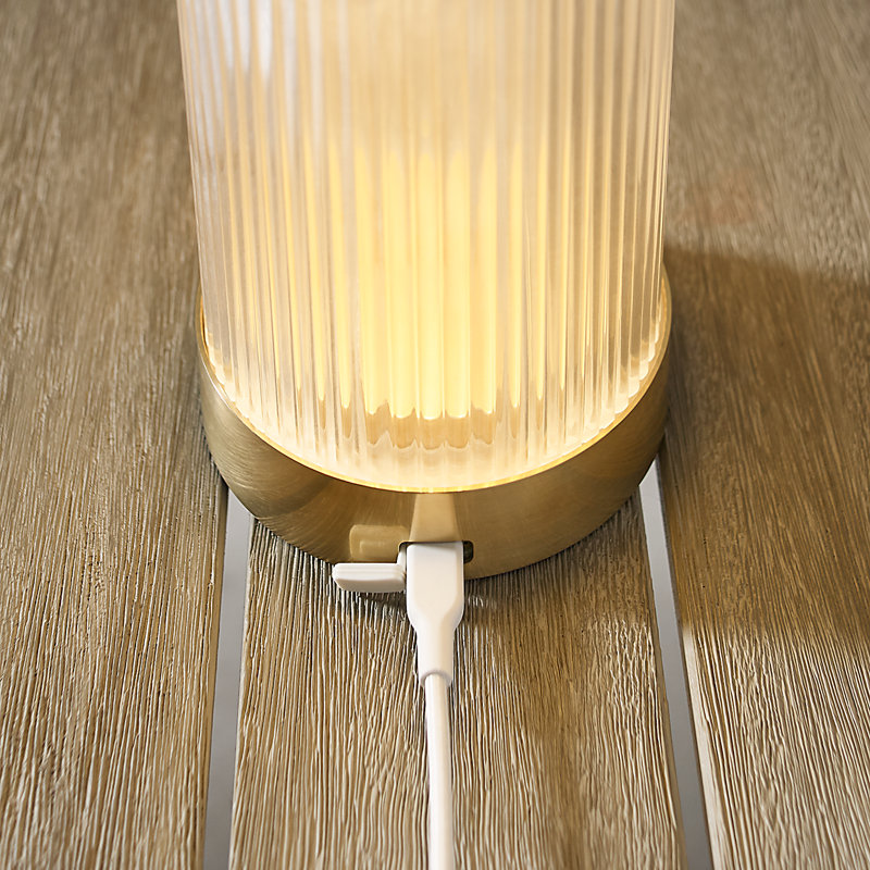 Tawa Accent Rechargeable Table Lamp, Natural Brass