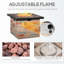 Foyer de table d'extérieur au gaz propane 32 po, 50 000 auto-allumage, ornement en faux pierre, pierres de lave, housse de pluie, carré brun doux de 32 po, chocolat au lait