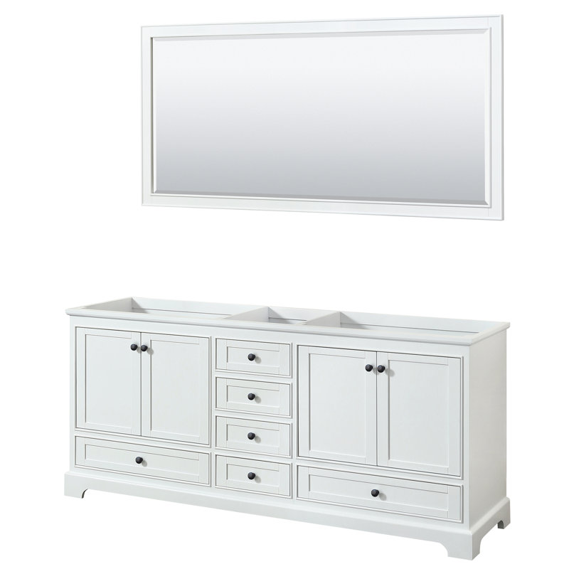Deborah 79'' Double Bathroom Vanity Base Only, White/Matte Black