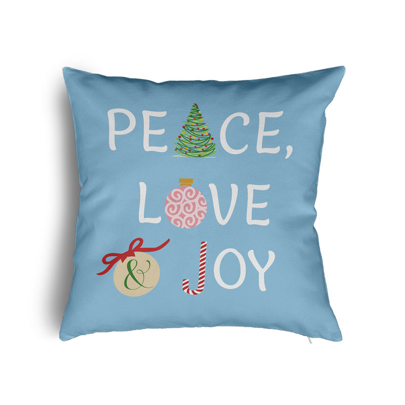 Coussin décoratif avec insert Peace Love Joy, Île Seymour Nord, Galapagos, H 16 po x l 16 po