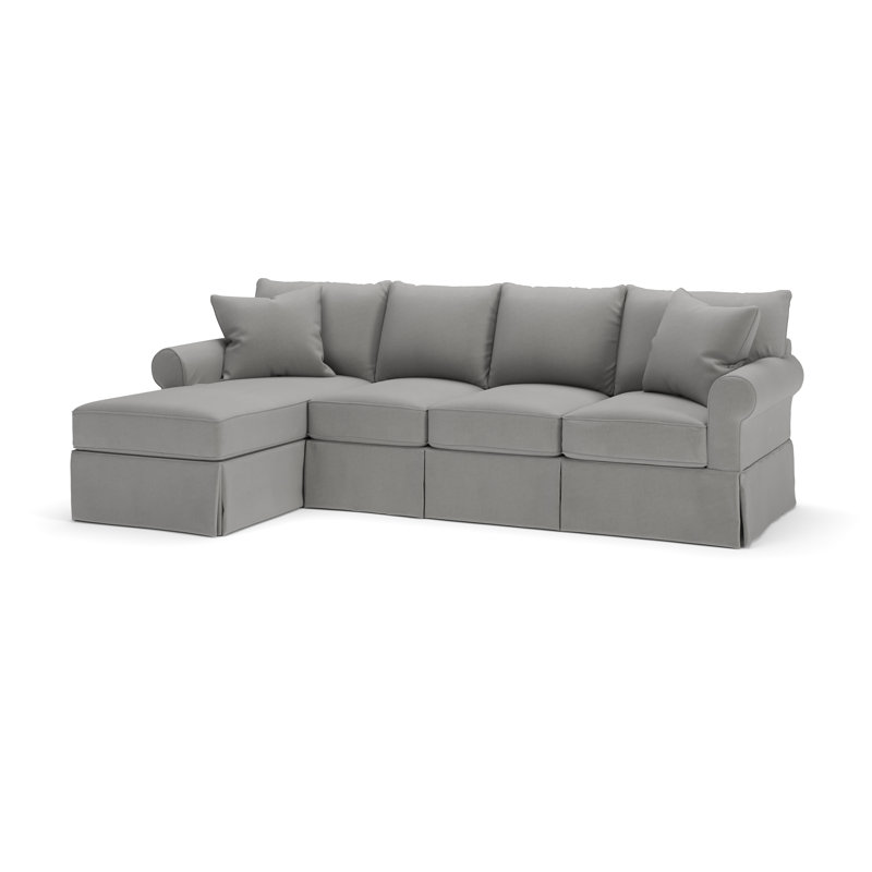 Canapé modulaire avec canapé-lit Amari, Face à la gauche, Toile gris clair Bayou