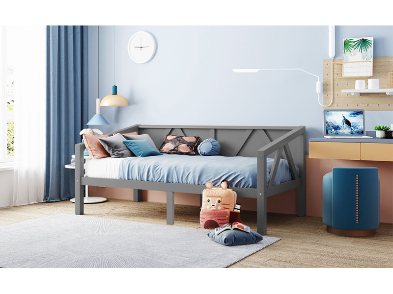 Twin Size Daybed, Gray, Gray, Twin