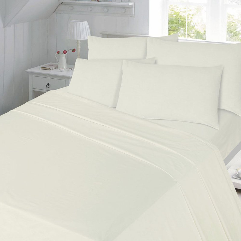 Polycotton Percale 180 Thread Count Valance Sheet, Single, Cream