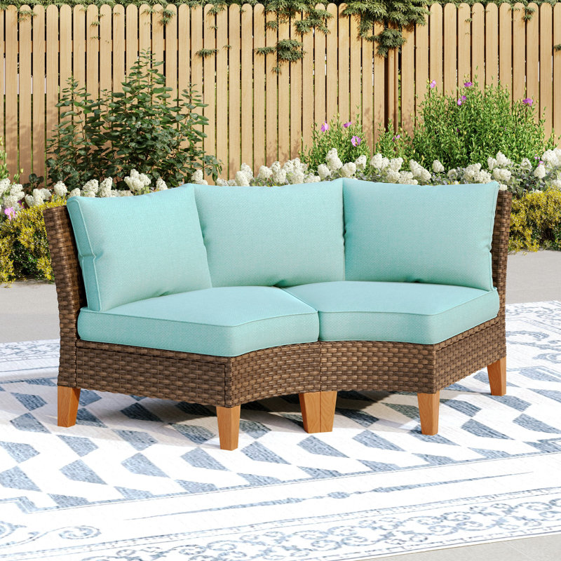 Premium All-Weather Wicker Outdoor Armless Lounge Chair, Blue