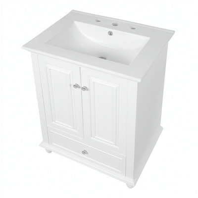 Meuble-lavabo de 24 po avec lavabo en céramique, portes à fermeture en douceur, cloisons de tiroir et rangement spacieux pour des salles de bain élégantes