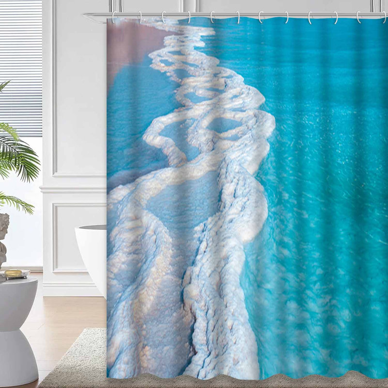 Sea Shore Salt Blue Lake Water Beach Beauty Coast Day Desert Environment with 12 Hooks, 72" L x 84" W
