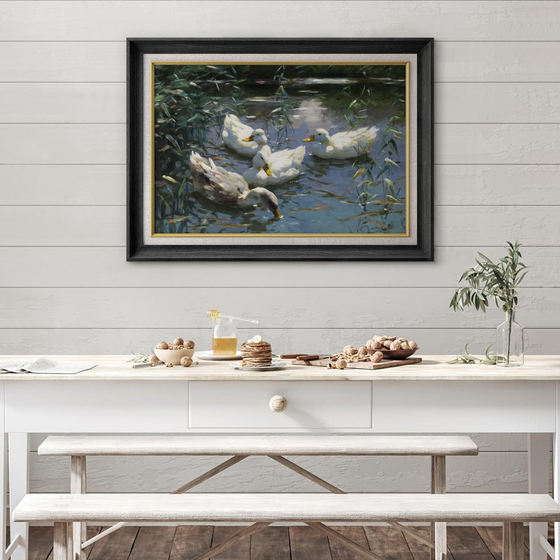 Bird Farming Farmland Barn, impression sur papier, Cadre noir, Pas de tapis