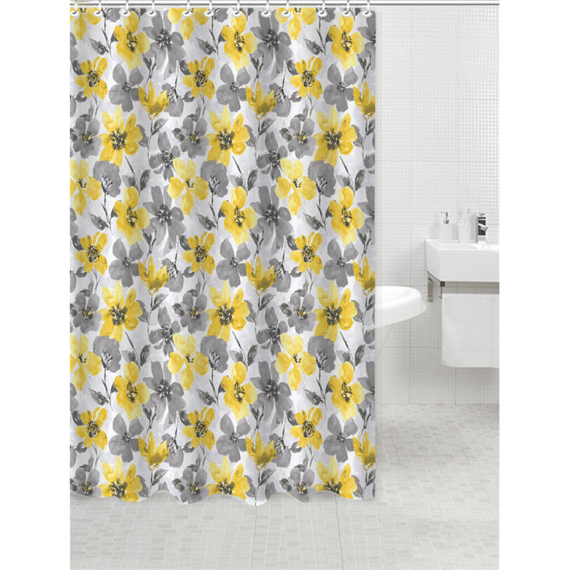 Ensemble de rideau de douche floral 13 pièces + crochets