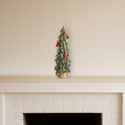 Flocked Christmas Tree with Berries and Pine Cones