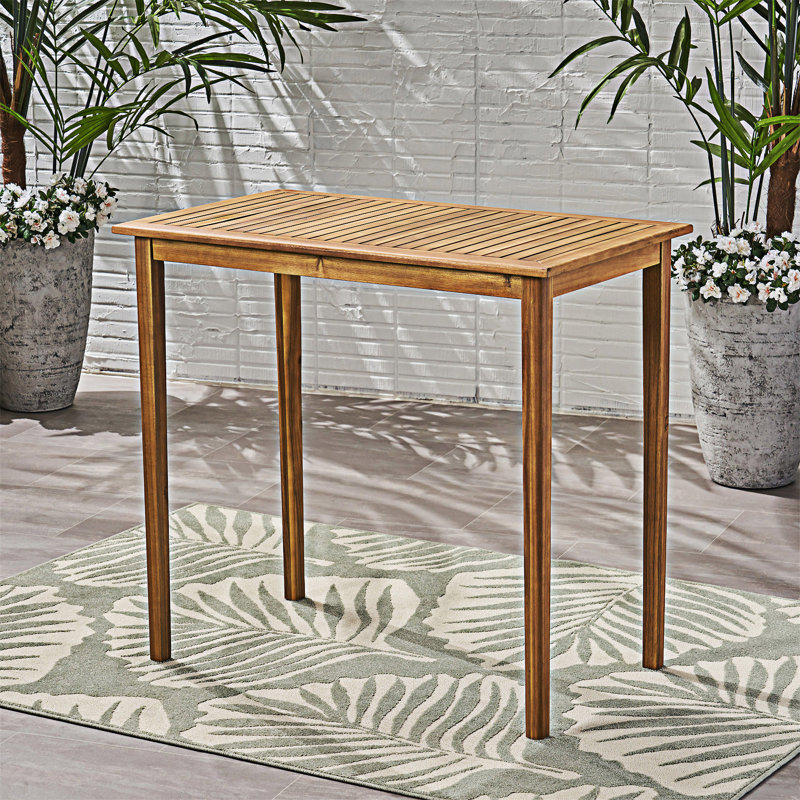 Table de bar d'extérieur rectangulaire en bois, Teck, 40.02" H x 44.02" W x 25.02" D