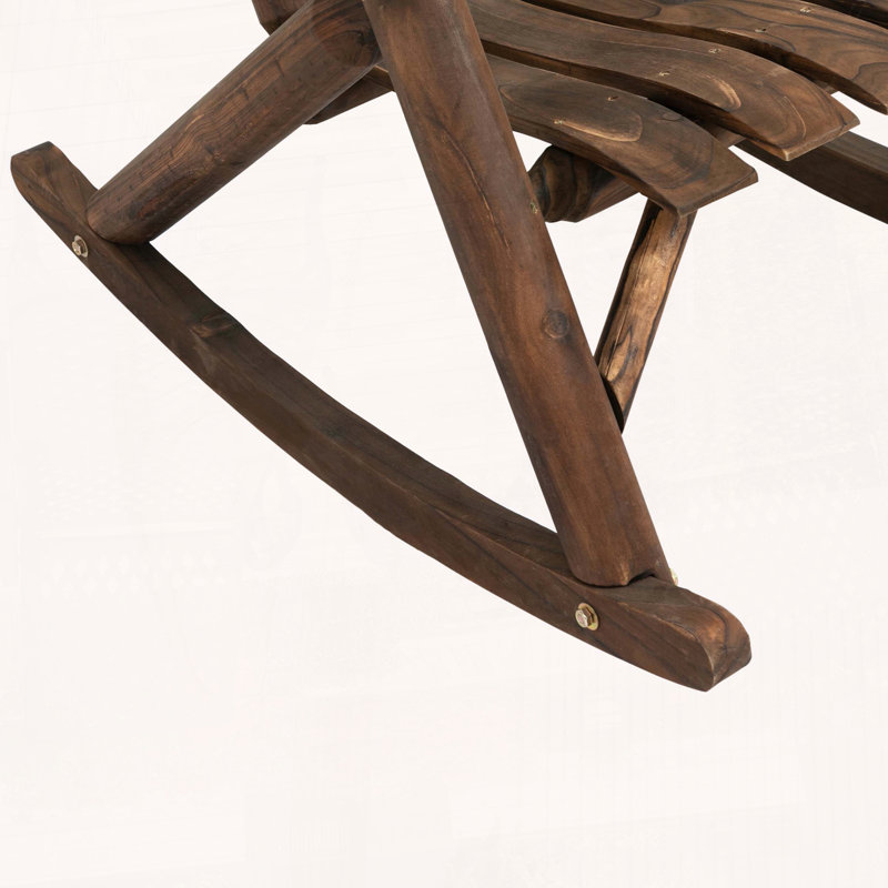 Chaise berçante Adirondack rustique à une personne avec siège à lattes