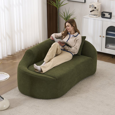 Upholstered Chaise Lounge Chair Indoor With Pillow Chenille Chaise Lounge Fluffy Reading Chairs For Office Living Room Bedroom Relaxing