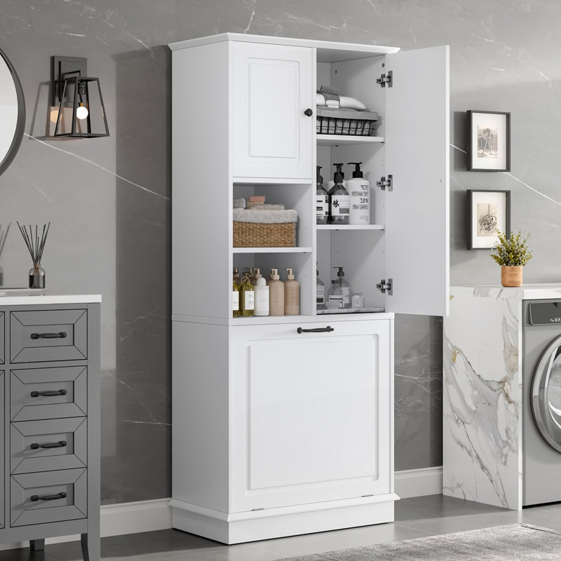 Grande armoire de rangement avec tablettes réglables, Blanc