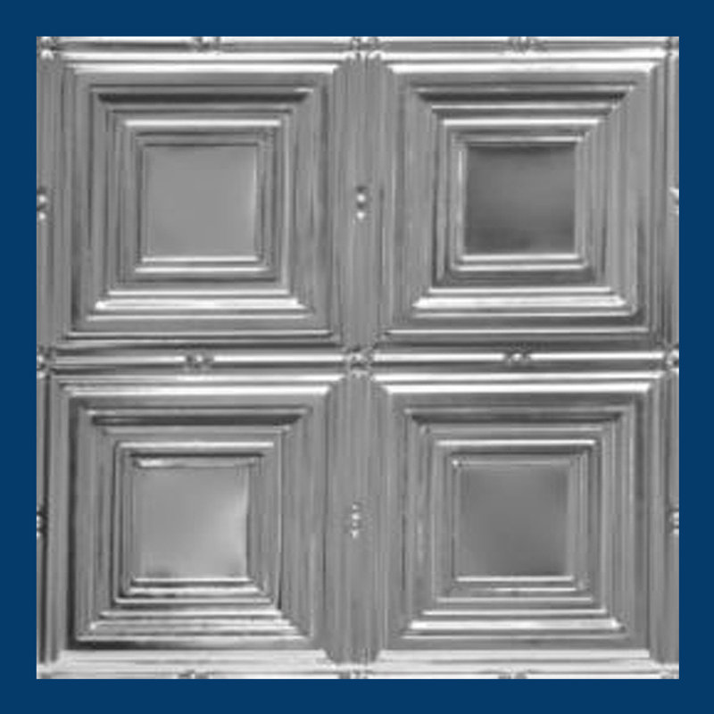 Carreau de plafond en métal argenté 2 pi x 2 pi, H 24,5 po x l 24,5 po