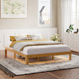 Wood Platform Bed Frame With Slat Support