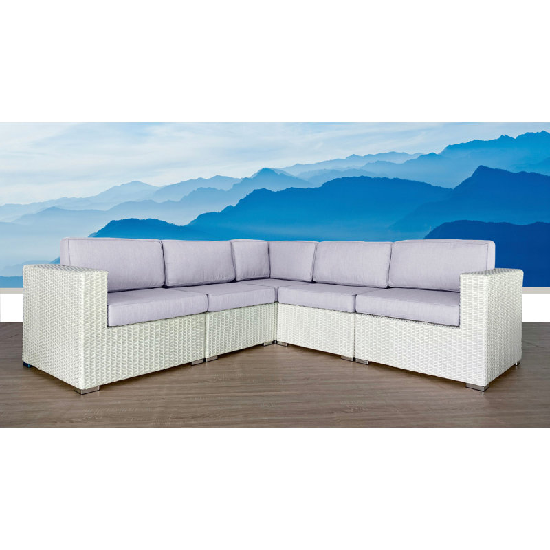 Canapé modulaire de patio avec coussins Ana entièrement assemblé, Sunbrella taupe, Mélange de gris