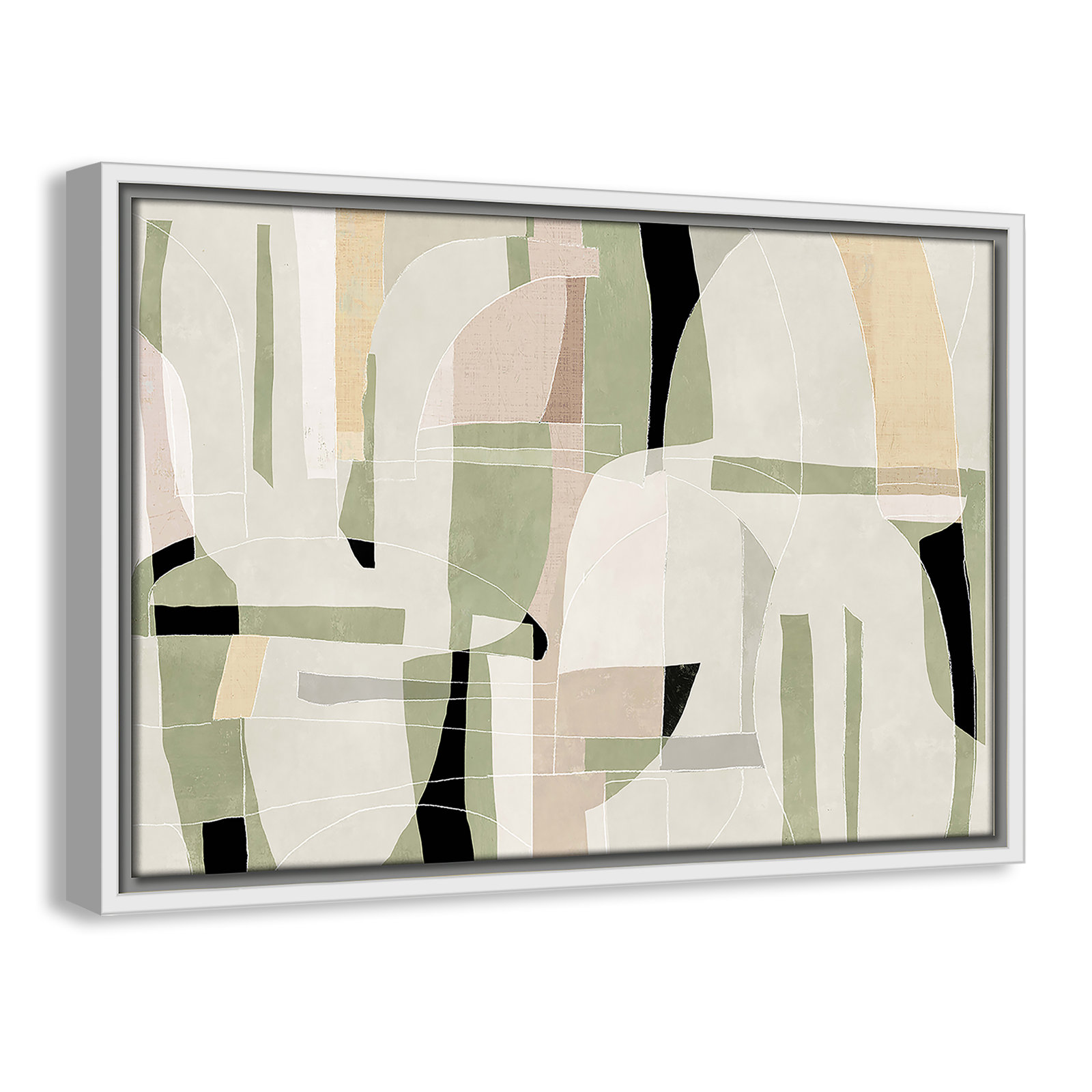 Sunny Barcelona - Floater Frame Canvas, 19.5" W x 13.5" H, White
