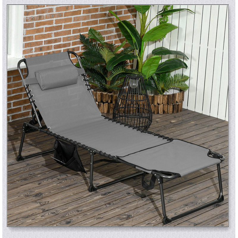 ,Outsunny Folding Chaise Lounge with 5-level Reclining Back, Outdoor Tanning Chair