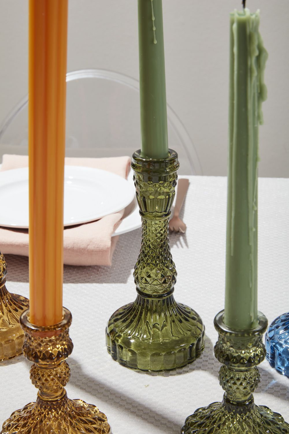 Eliana Glass Candlestick Holder, Green