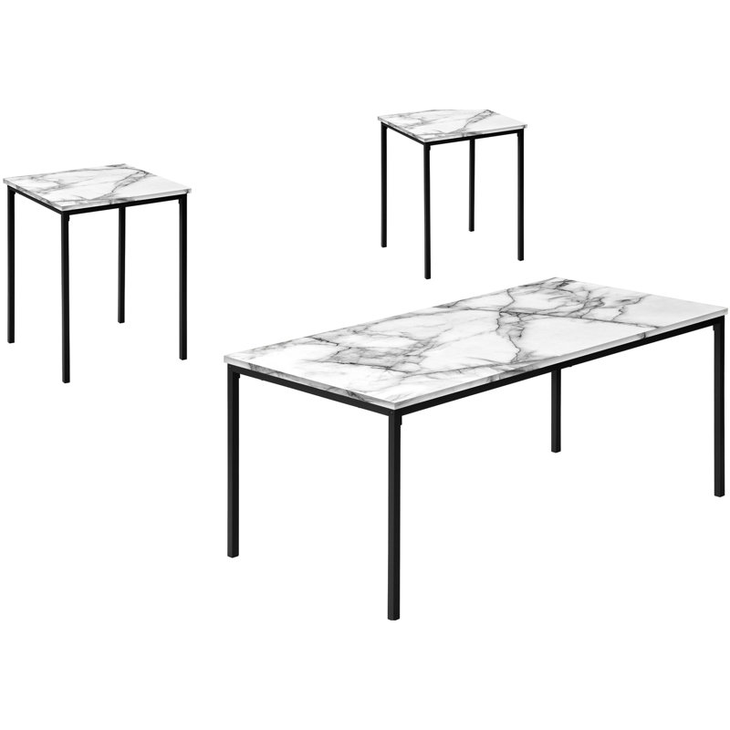 Table à la mode 3: cadre en marbre blanc et stratifié en métal