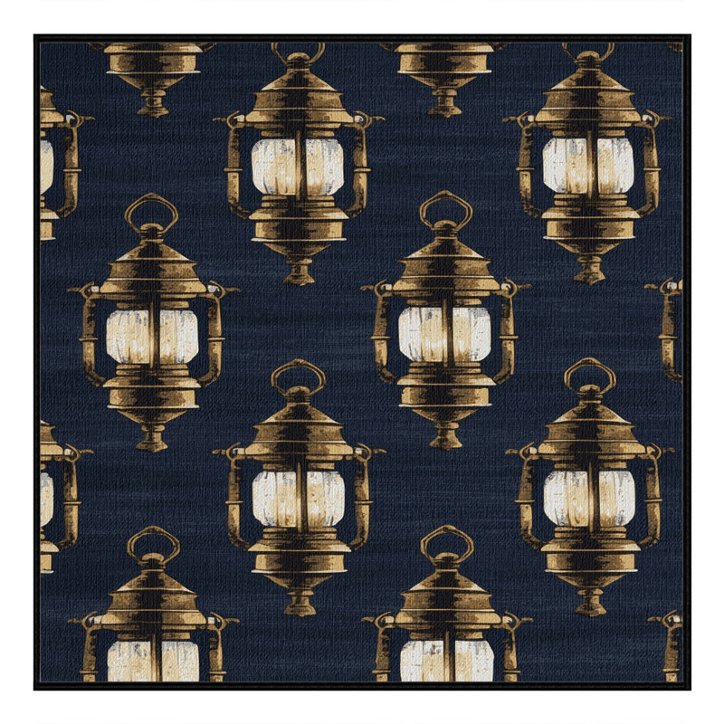 Washable Ships lanterns Nautical Area Rug, Rectangle 7' x 10'