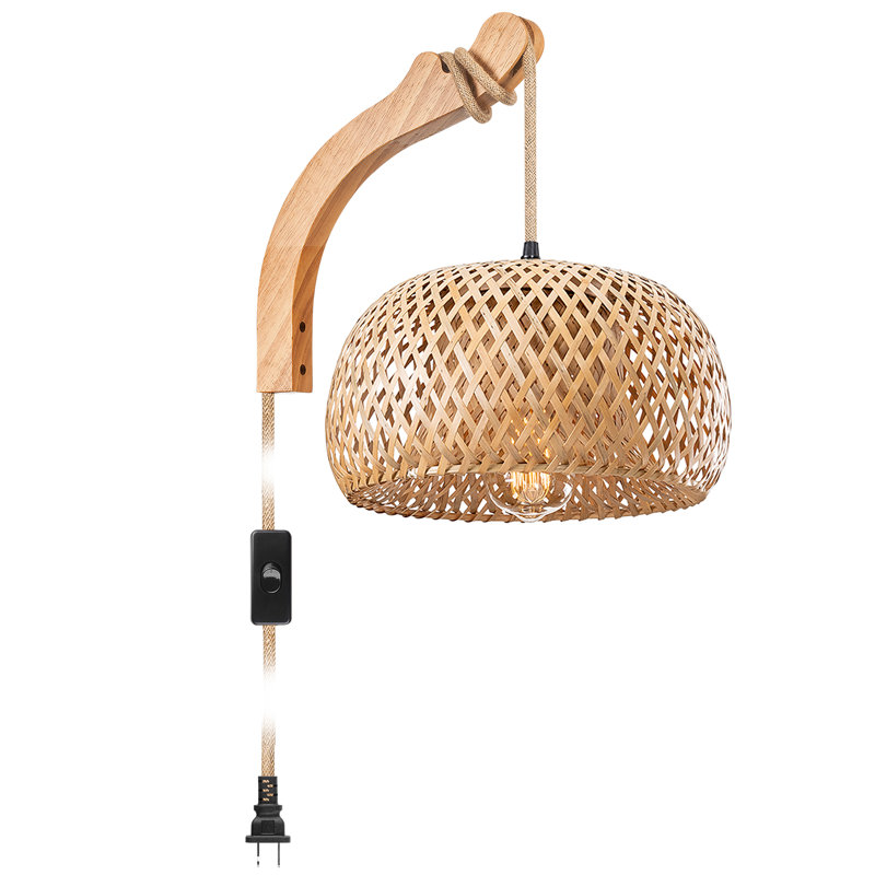 Witherbee Rattan Plug-in Armed Sconce | Stylish Wall Light