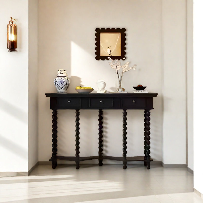 Console rétro avec tiroirs, H 33,46 po x l 51,18 po x P 16,93 po