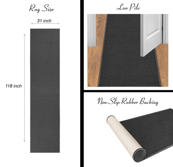 Waterproof Non-Slip Rubberback Solid Gray Indoor/Outdoor Rug Ottomanson Rug Size: Runner 2'7'' x 5