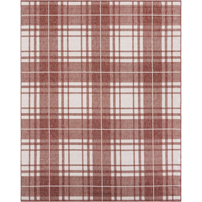 Tapis d'intérieur / extérieur pour jardin à carreaux rouge